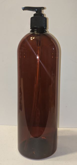 *32 Oz Cosmo Round Amber Bottle with Pump Top - qty 10*