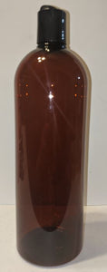 *32 Oz Cosmo Round Amber Bottle with Disc Cap - Qty 10*